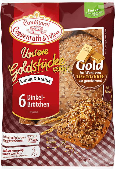 Unsere Goldstücke 6 Dinkel-Brötchen